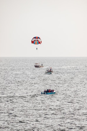 a person parasailing on a boat