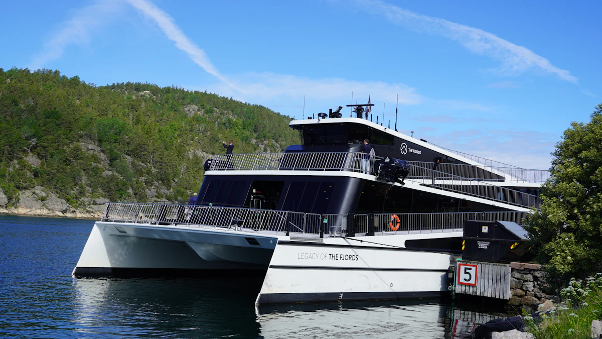 Ship moored in a Norwegian fjord