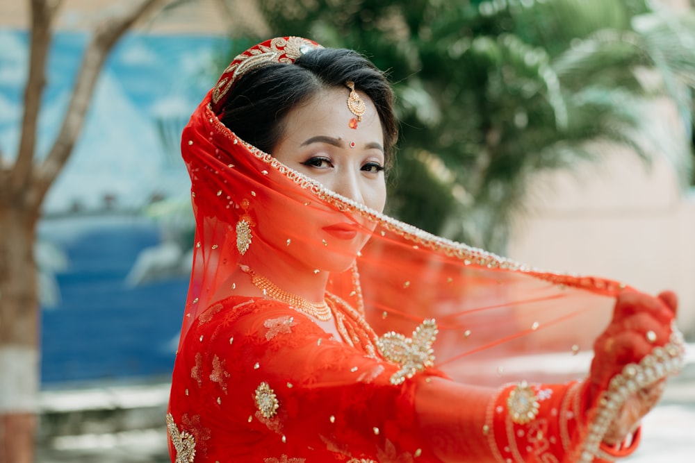 a person in a red dress