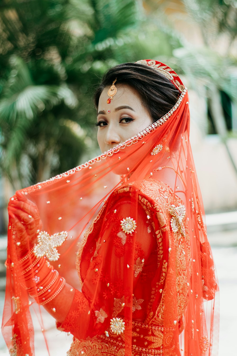 a person in a red dress