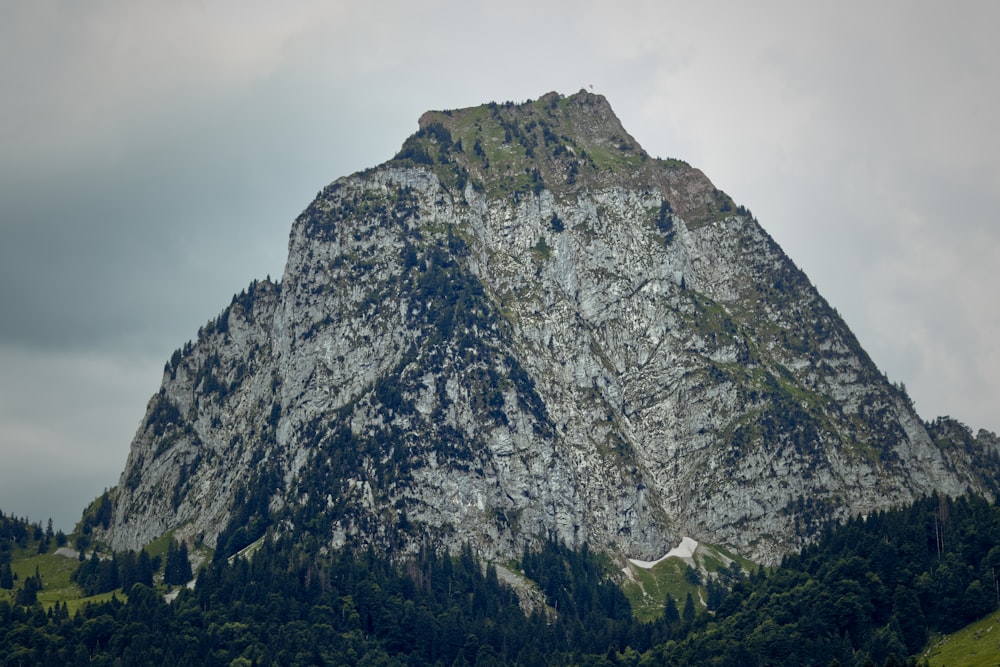 a mountain with snow