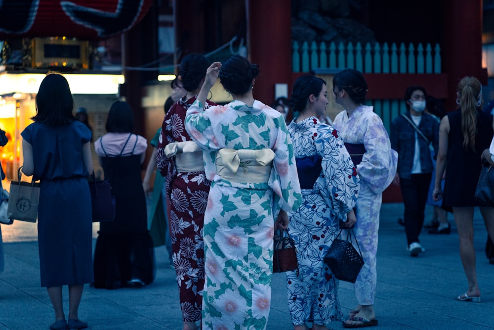 a group of people standing outside