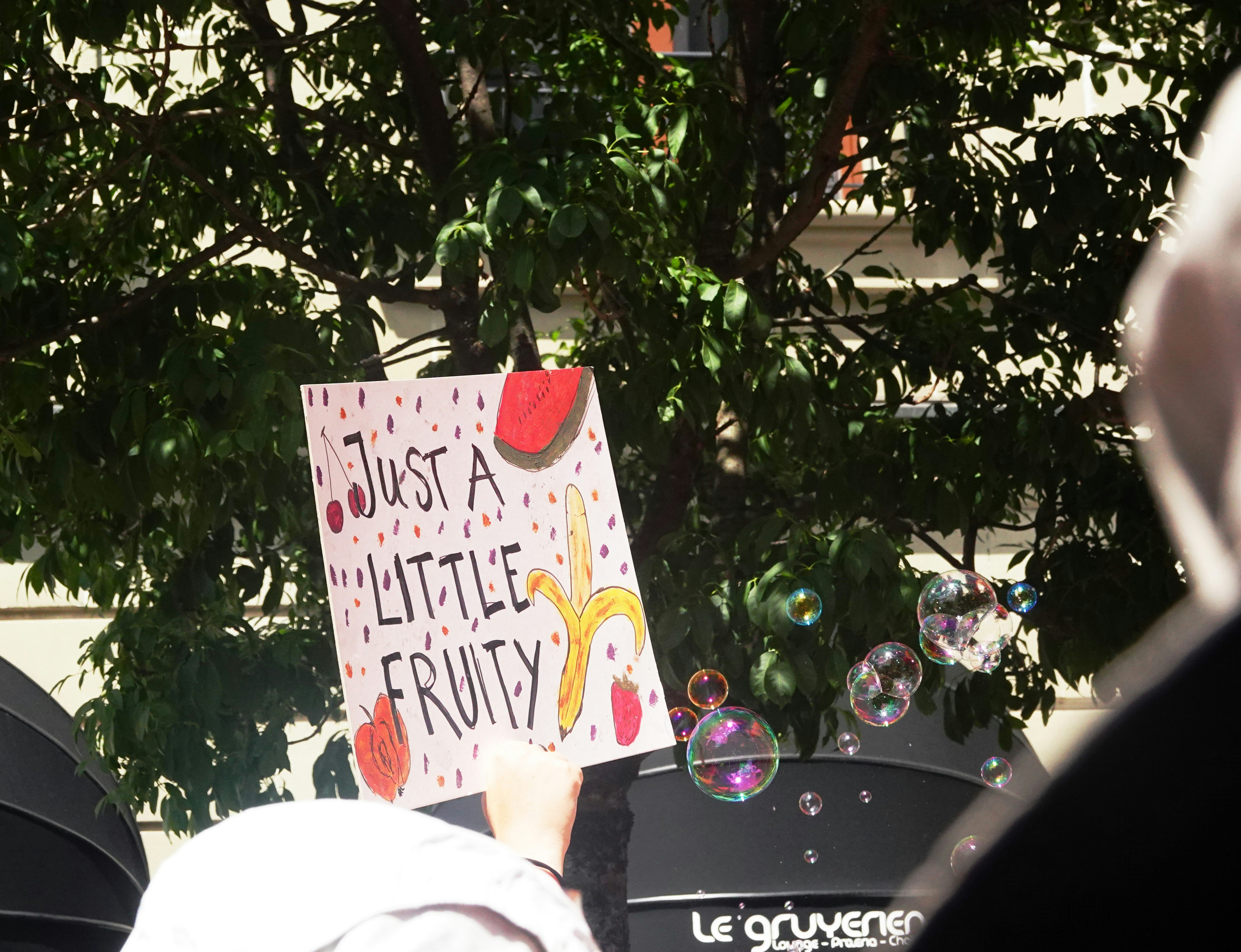 a person holding a sign