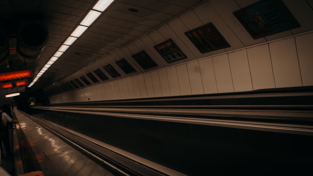 a subway station with a train