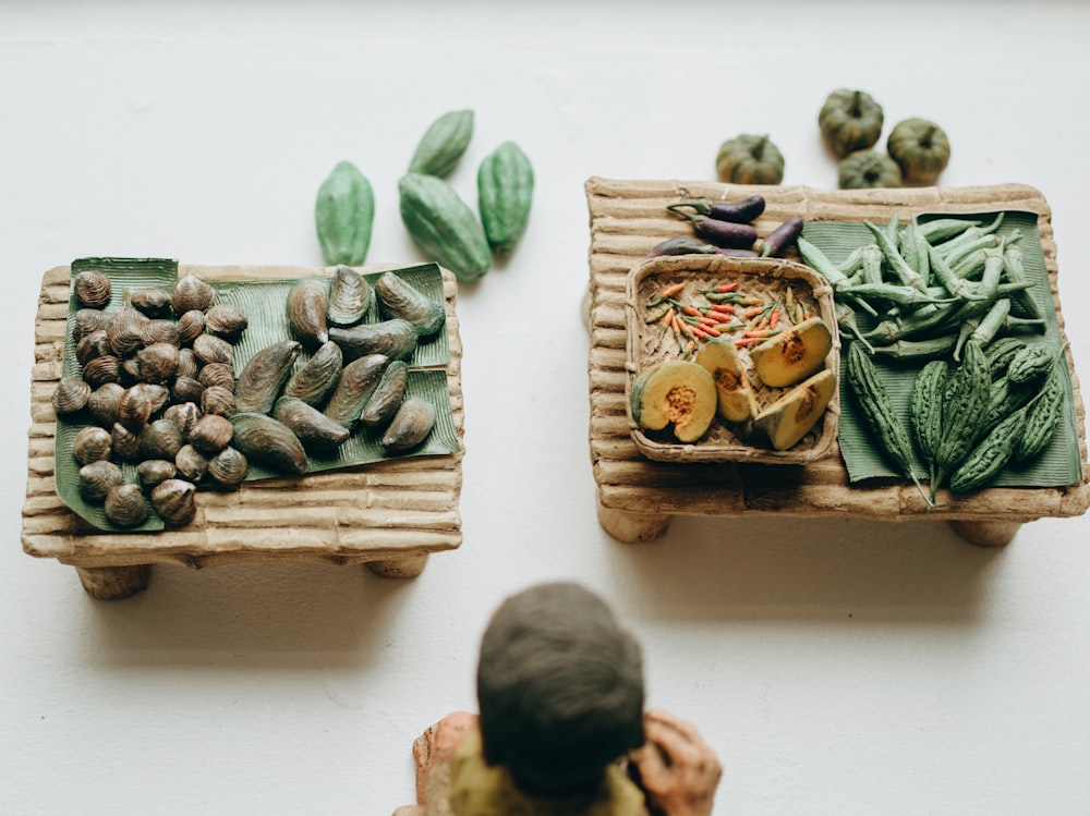 a group of pineapples in baskets