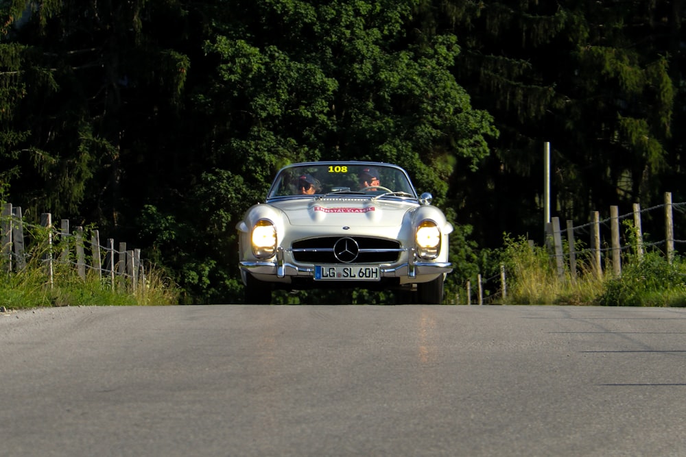 a car driving on a road