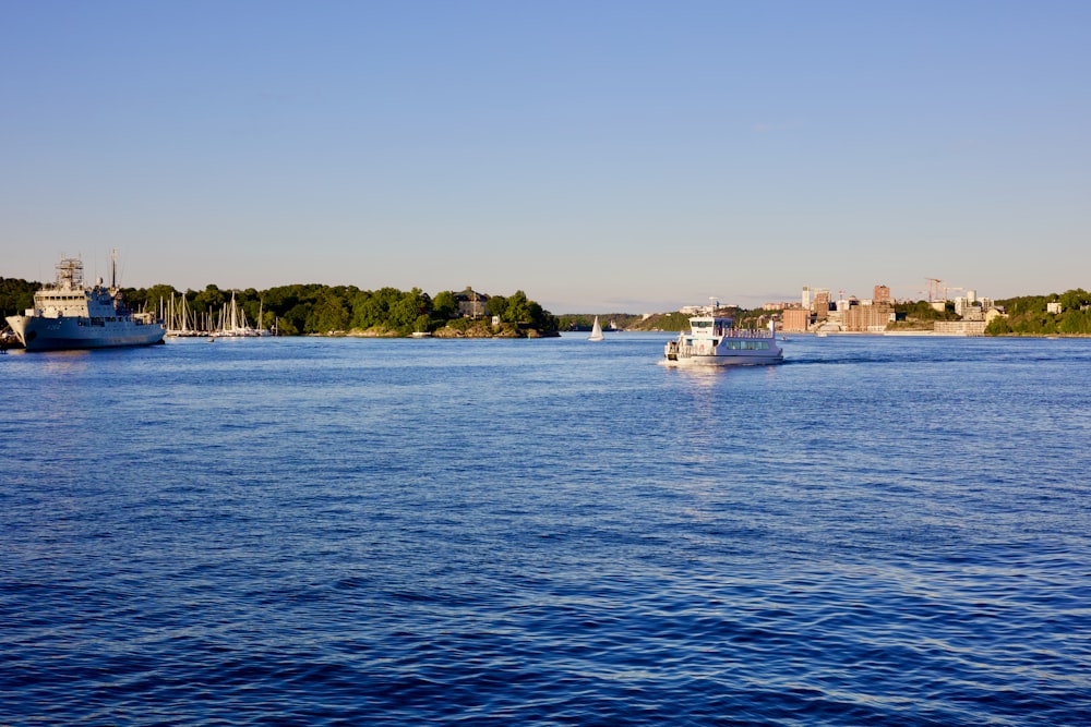 a couple of boats on the water