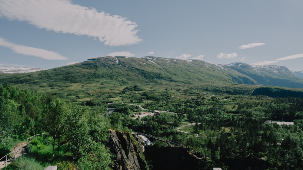 a landscape with trees and hills