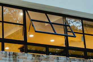 a building with glass windows