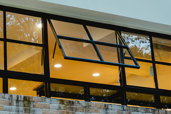 a building with glass windows