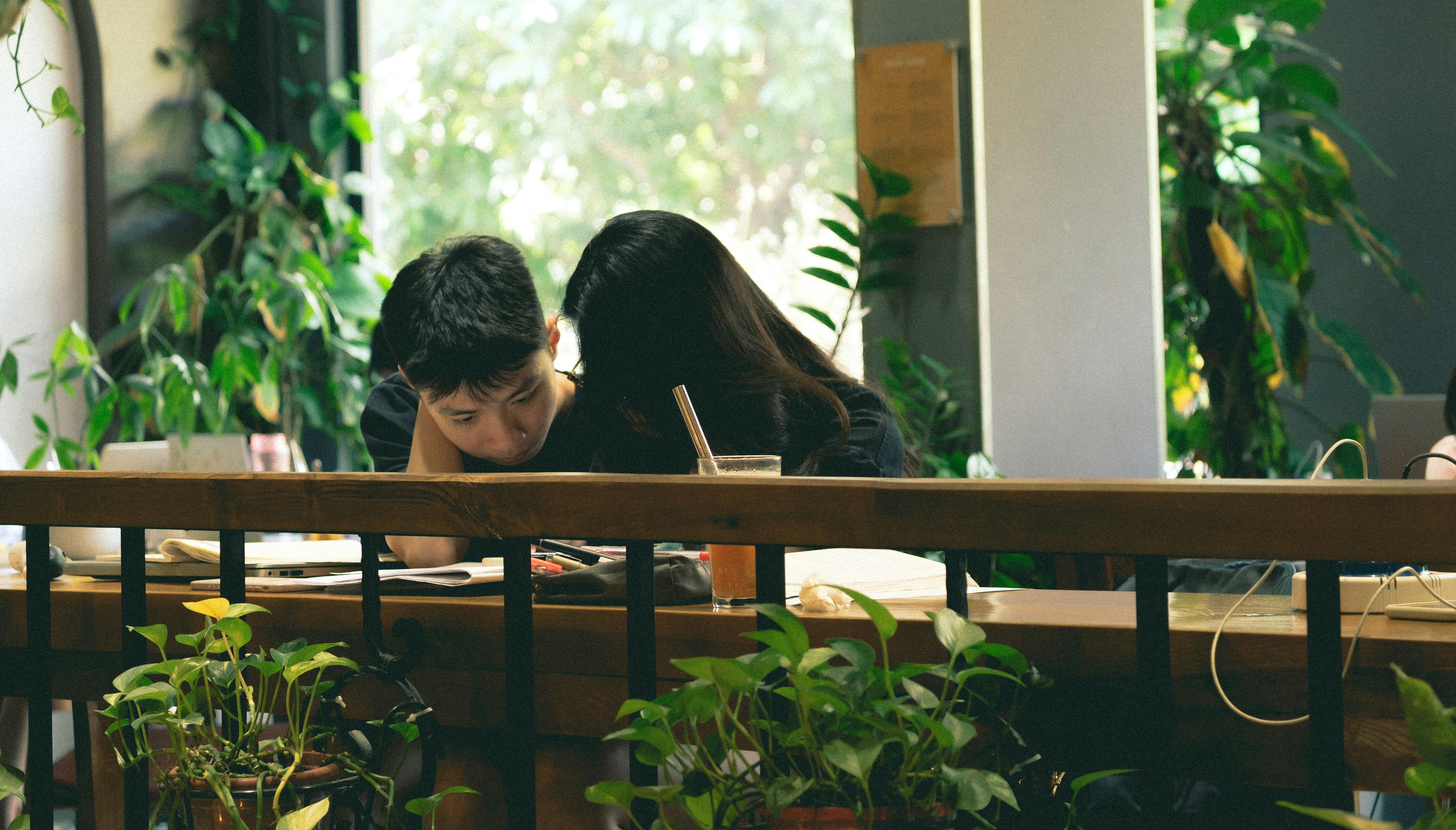 Parent and child studying together