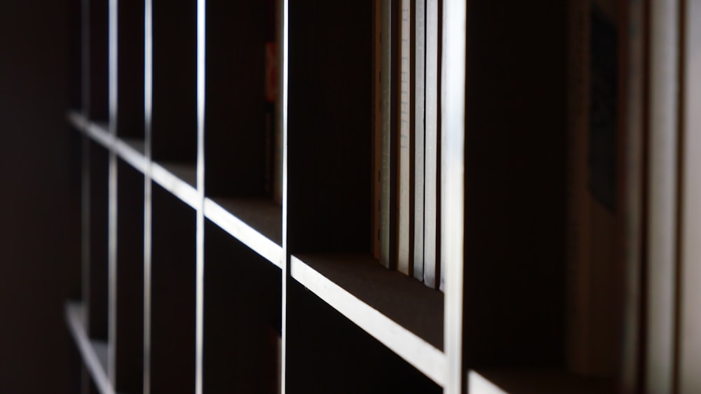 a dark room with bars