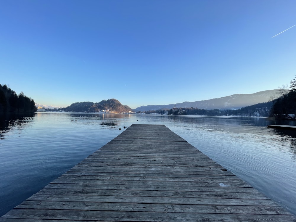 a wooden dock over water