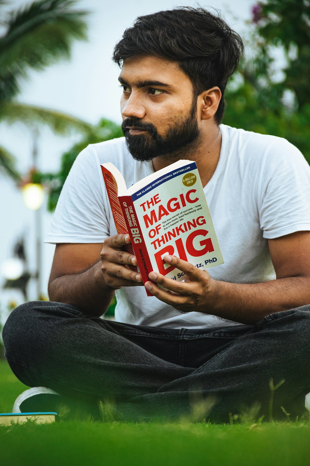 a man reading a book