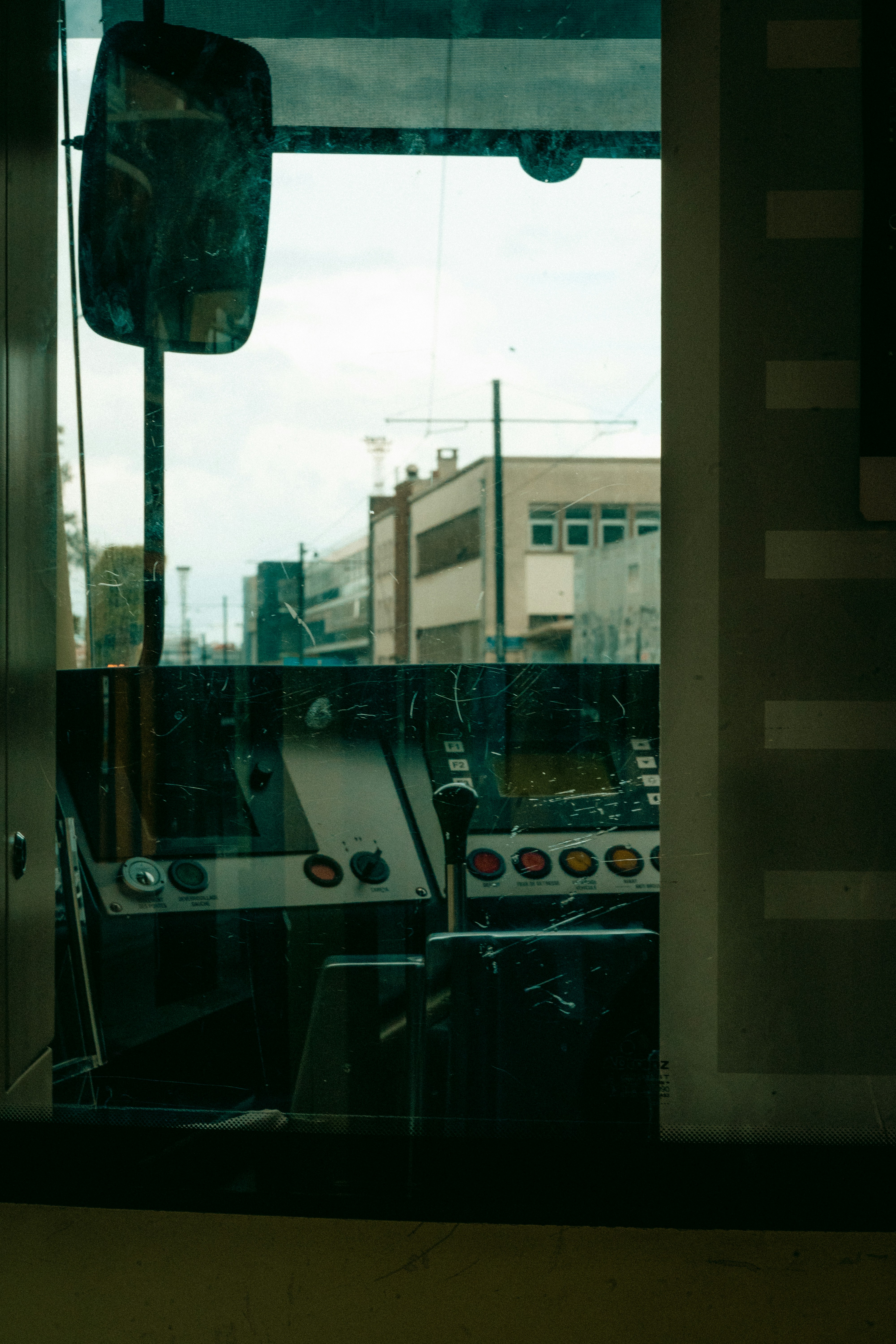 a window with a view of a city