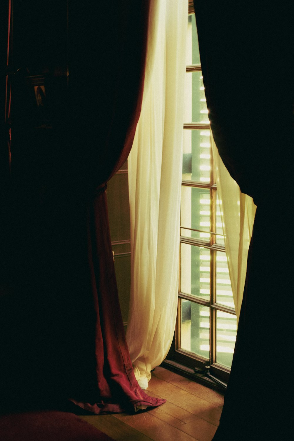a window with curtains