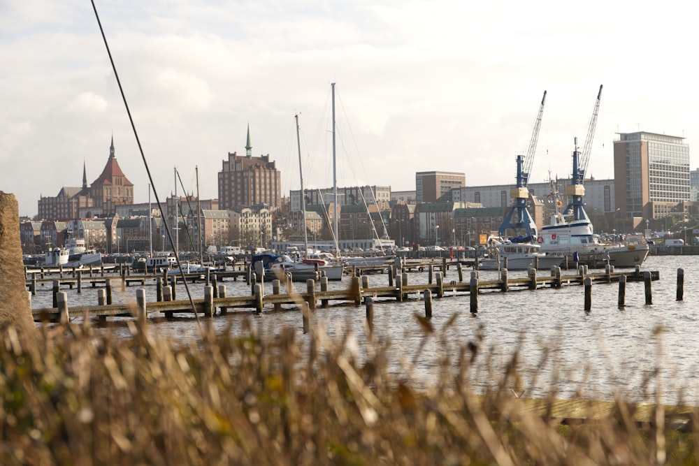 a body of water with boats in it and buildings in the back