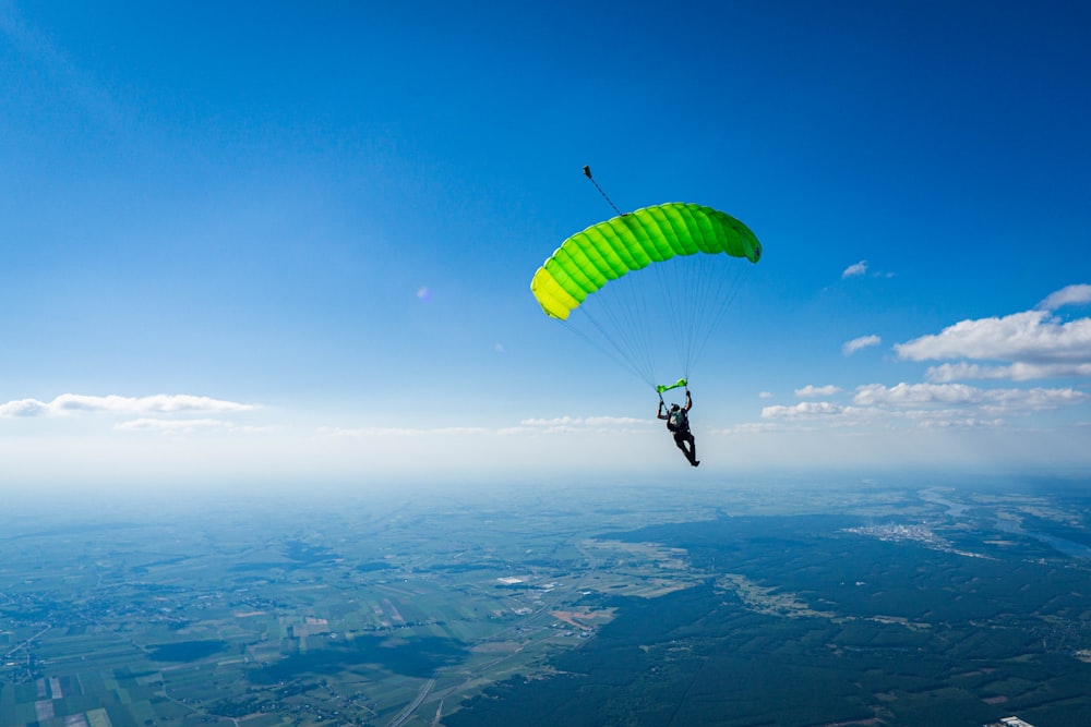 a person parachuting in the air