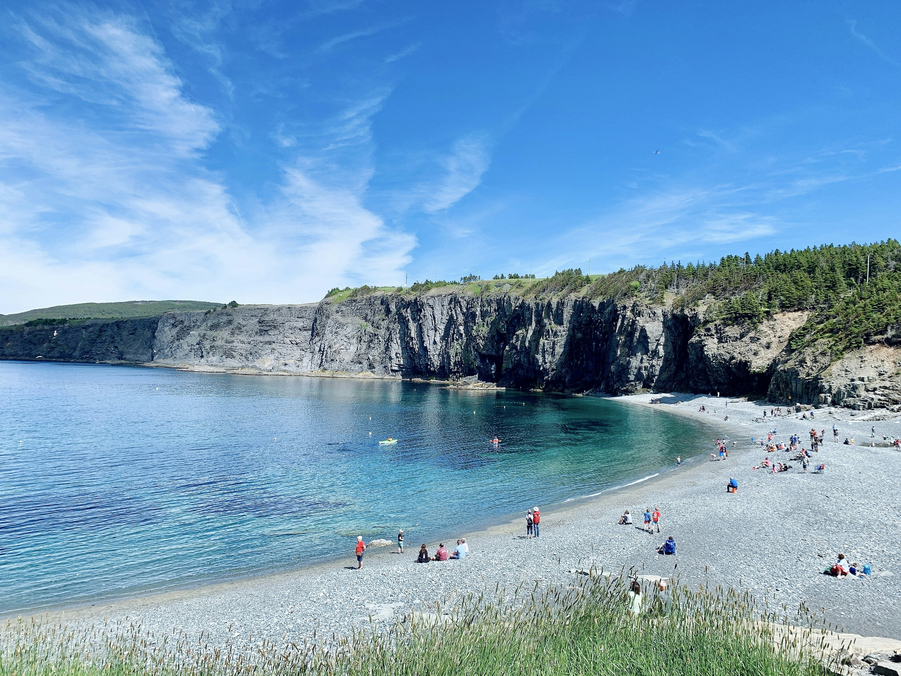 a group of people on a beach
