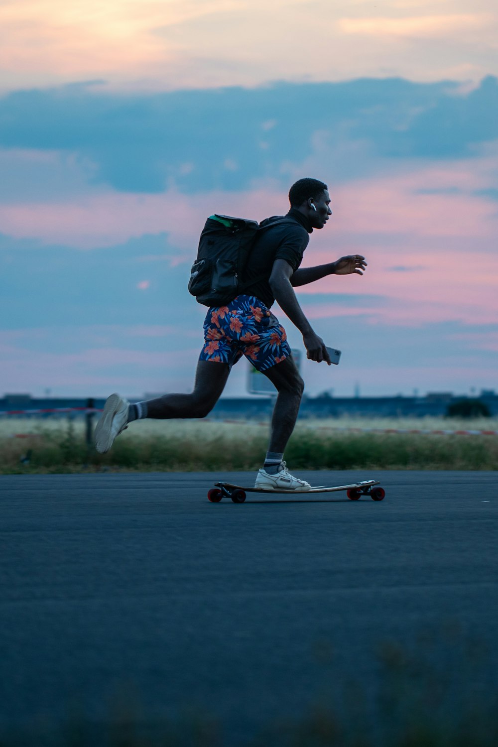 a man riding a skateboard