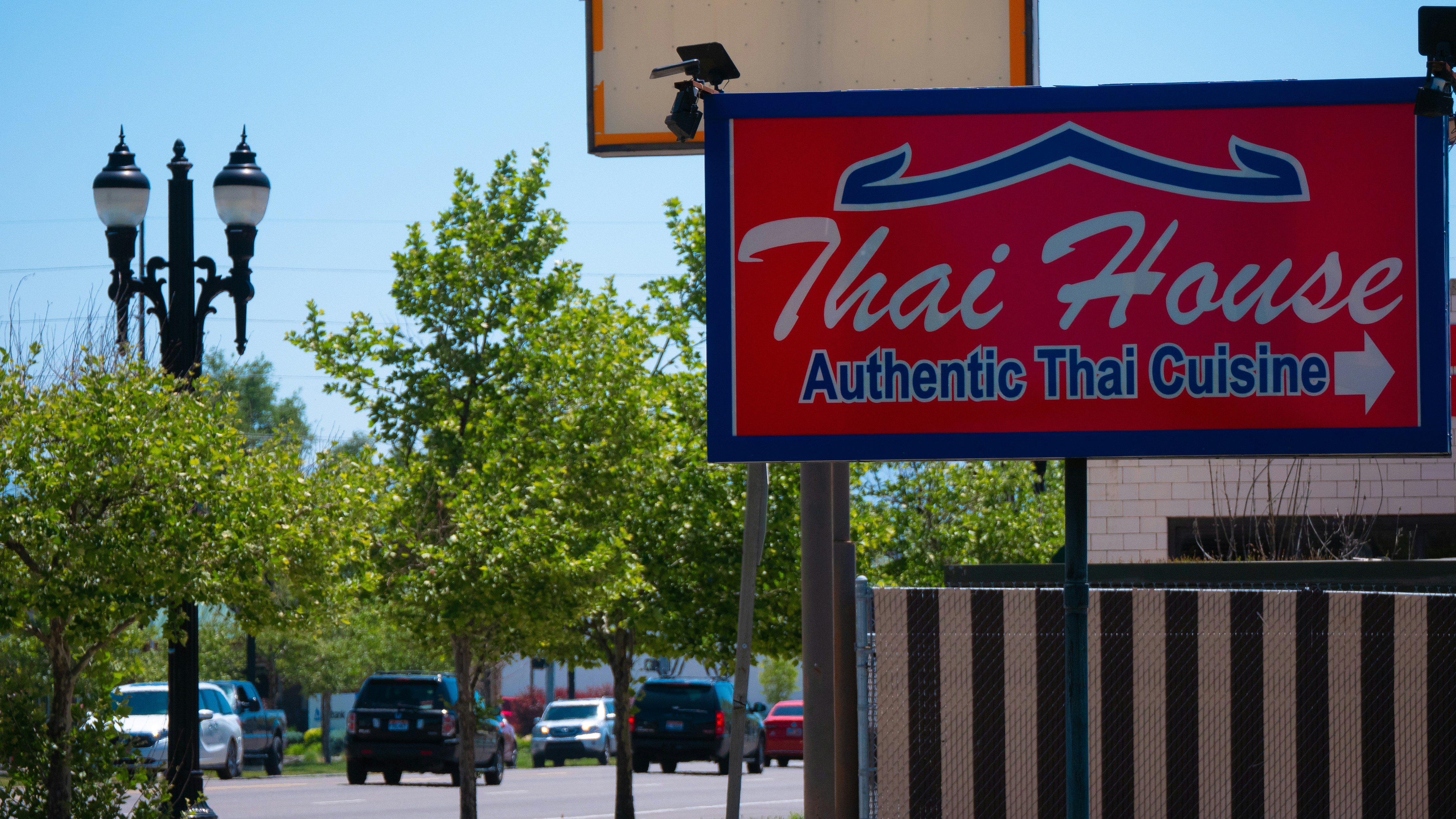 A sign on a street