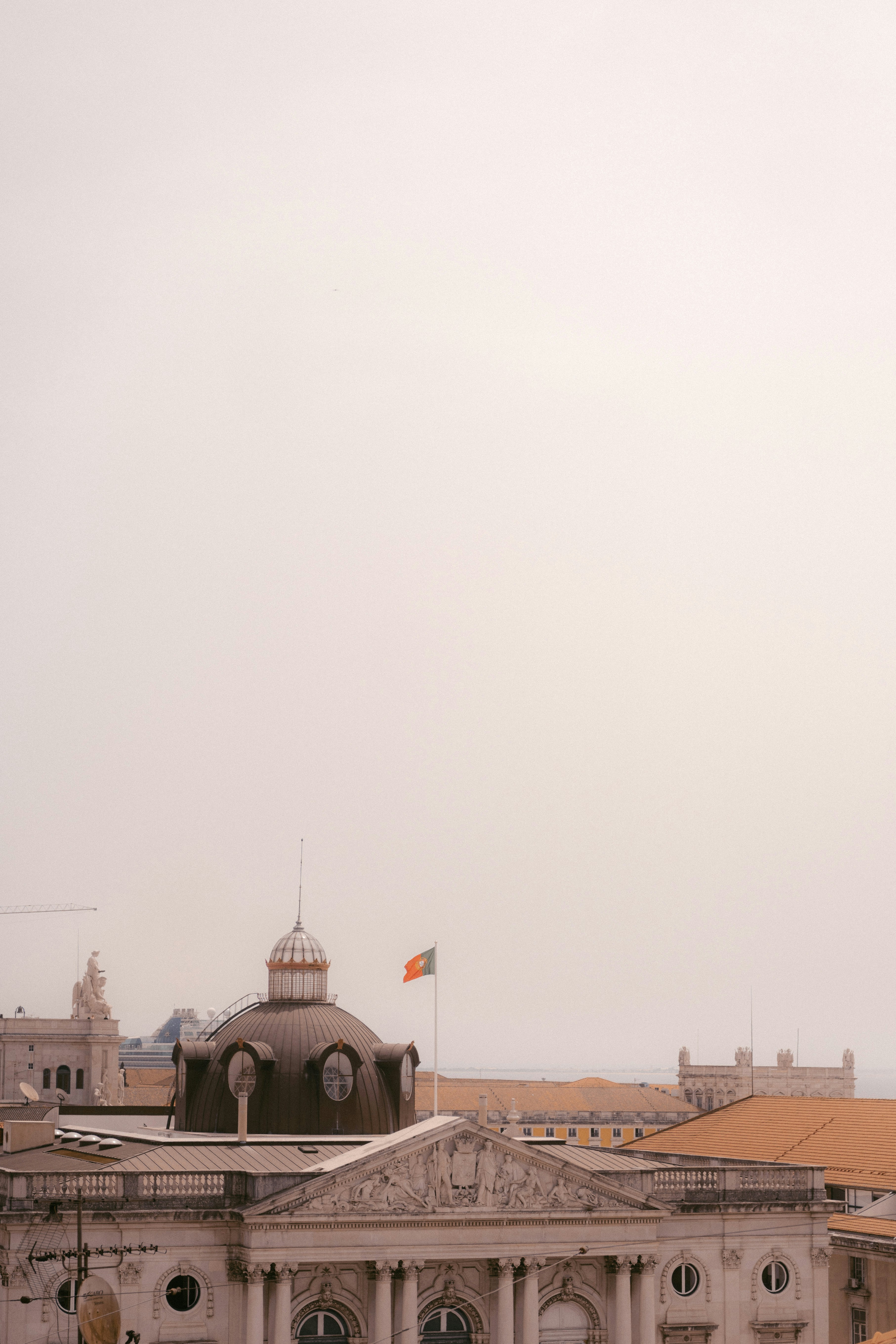 a building with a flag on top