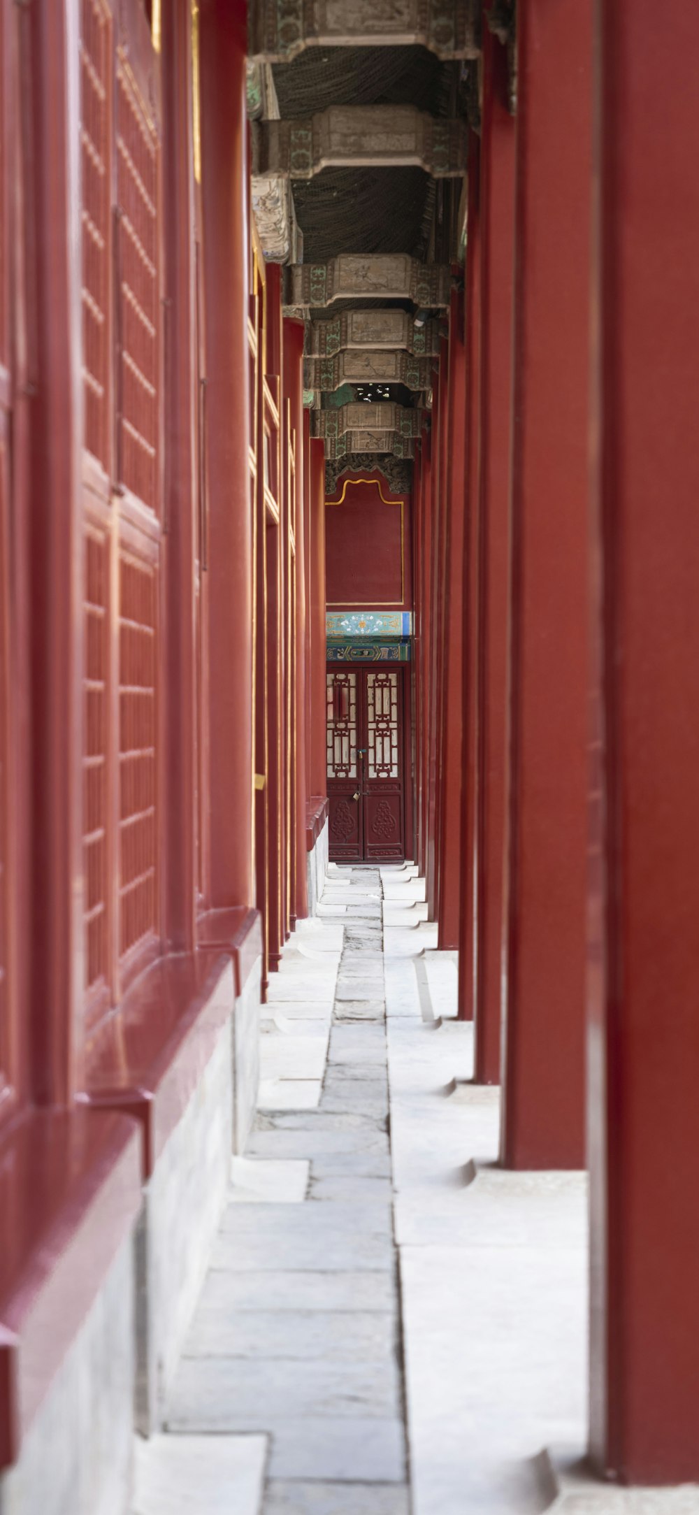 a walkway between two buildings