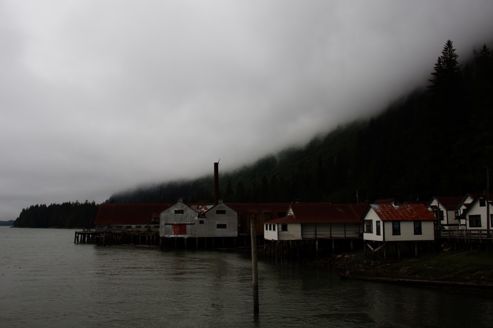 a group of buildings next to a body of water