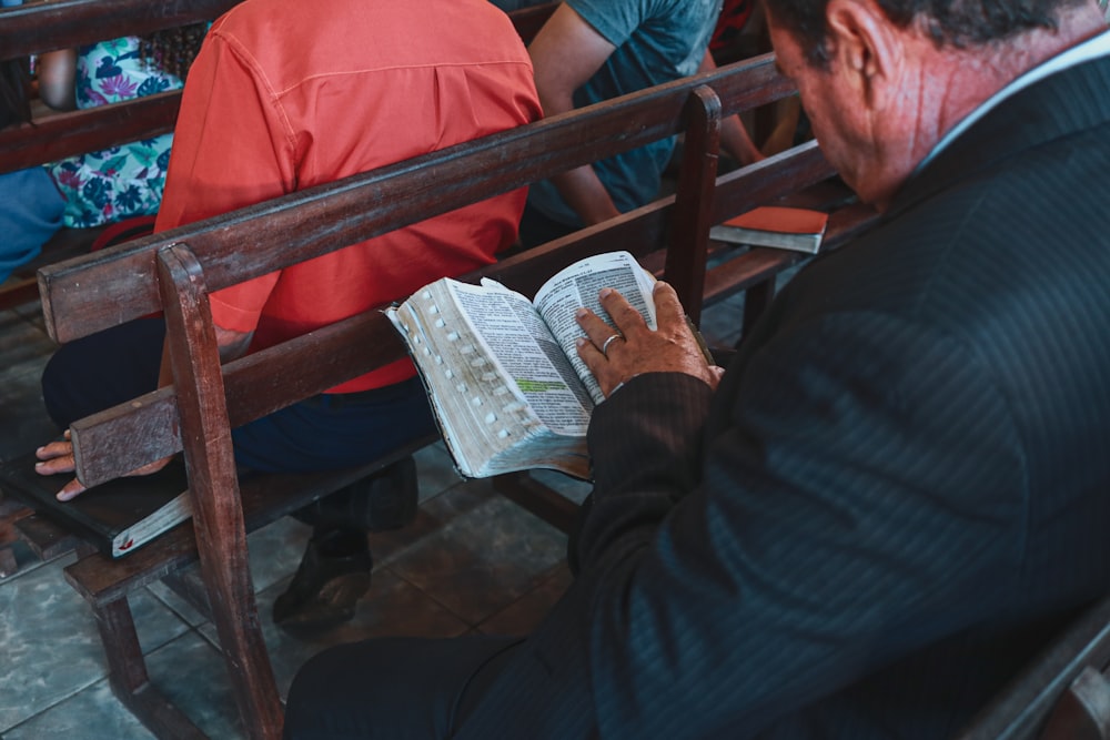 a man reading a book