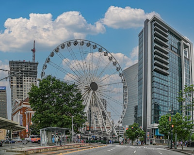 a ferris wheel in a city