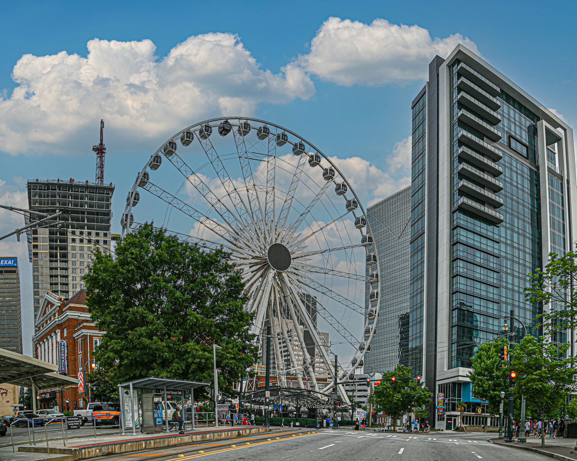 a ferris wheel in a city