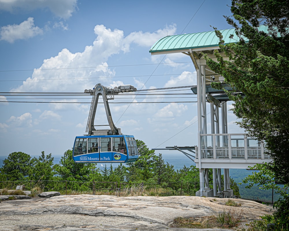 a cable car going up a hill