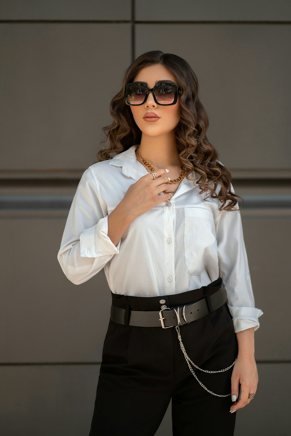 a woman wearing sunglasses