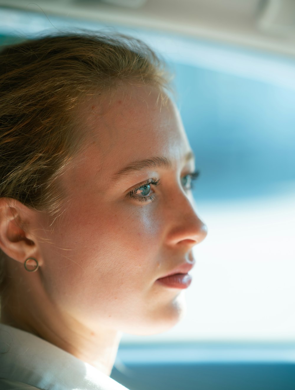 a woman looking at something