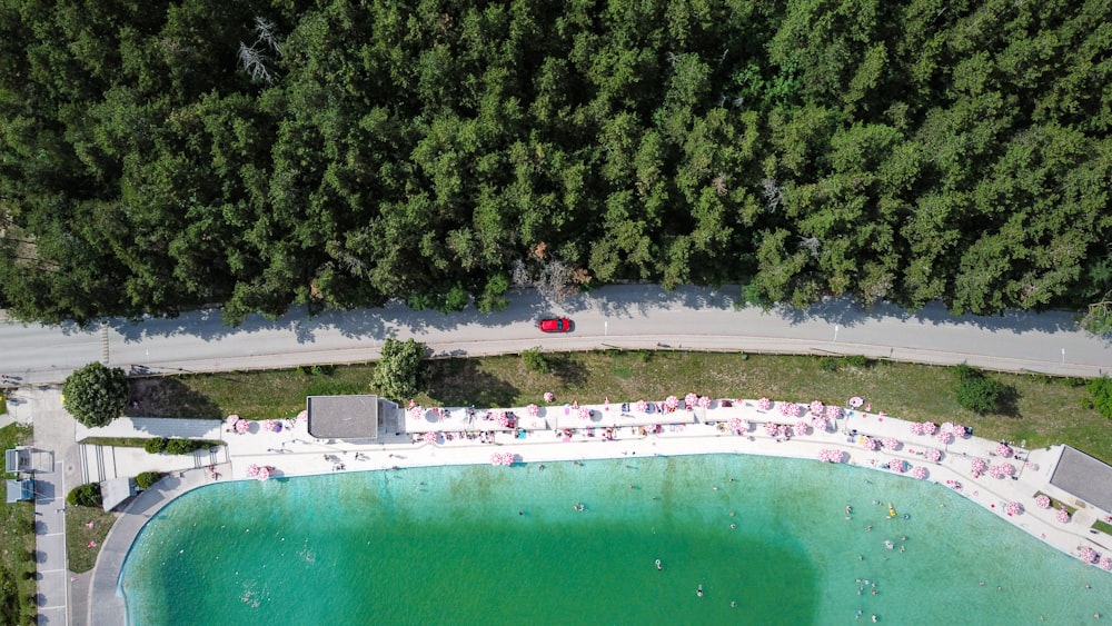 a beach with many people on it