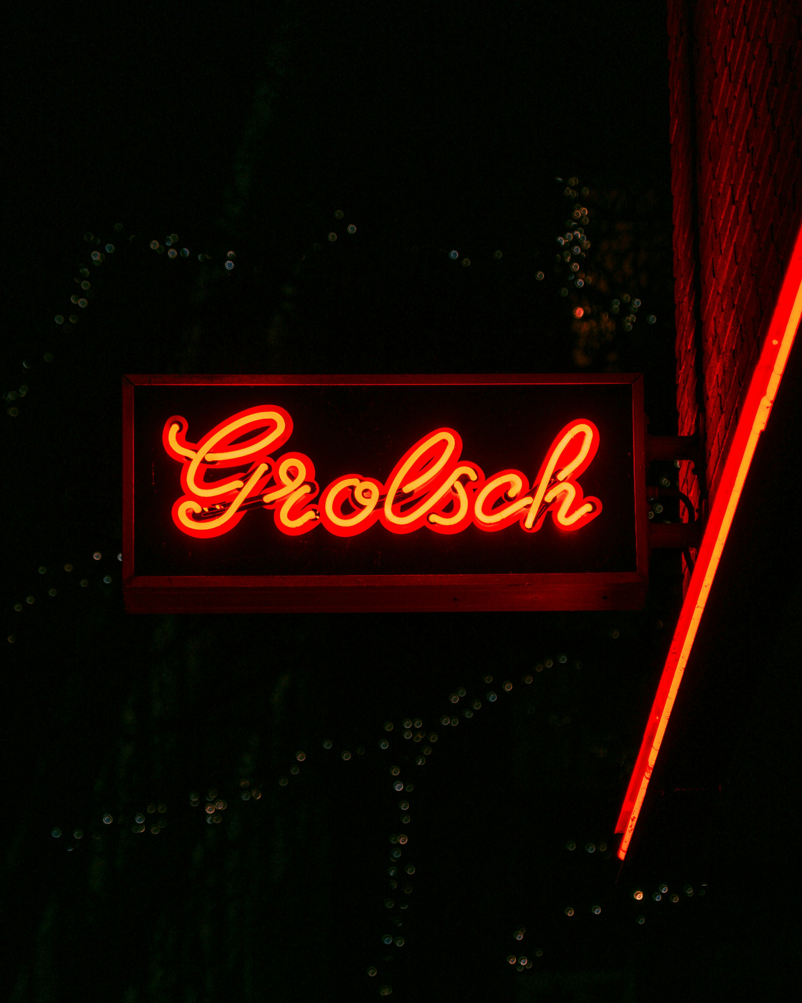 a neon sign at night