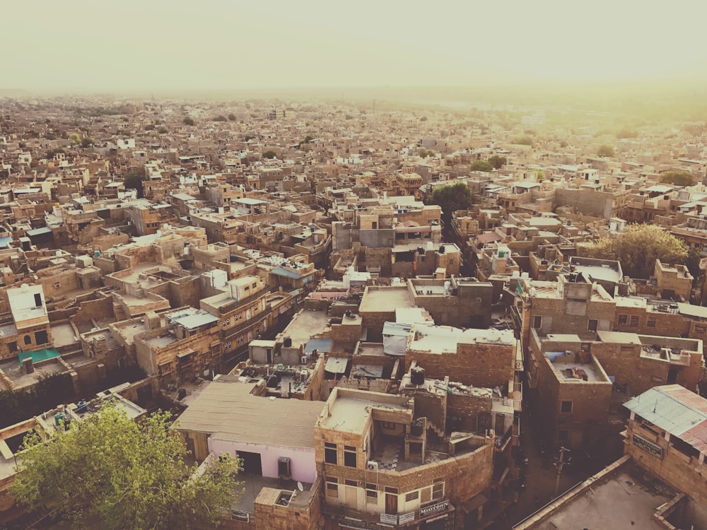 an aerial view of a city