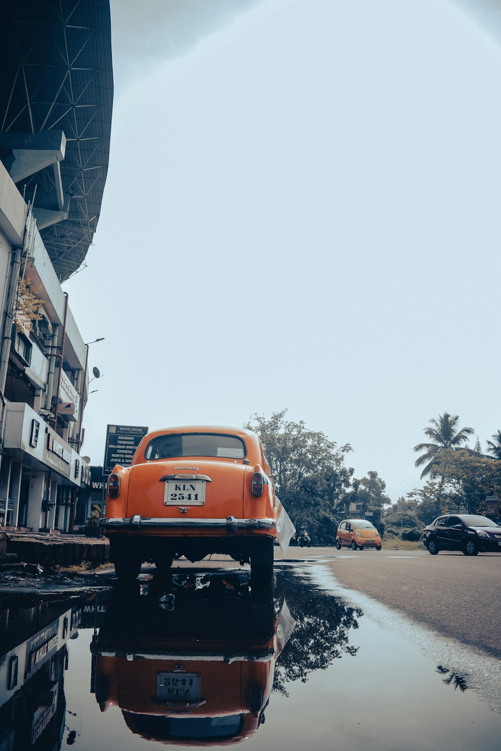 a construction vehicle on a road