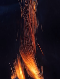 a close-up of a fire
