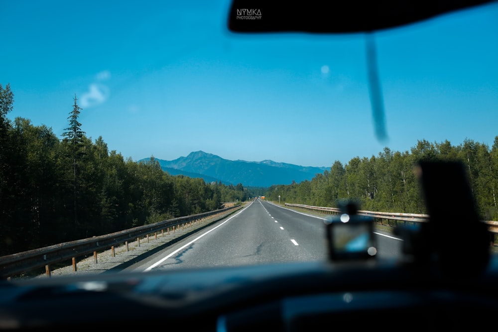 a car driving on a road