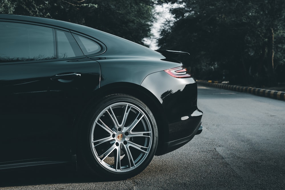 a black car on a road