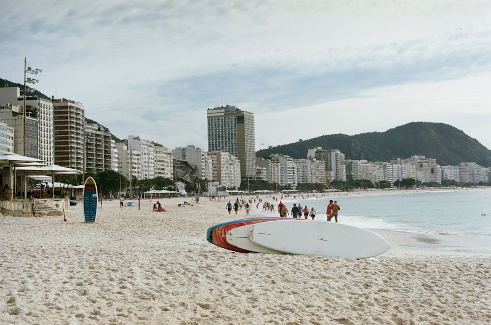 a surfboard on the beach