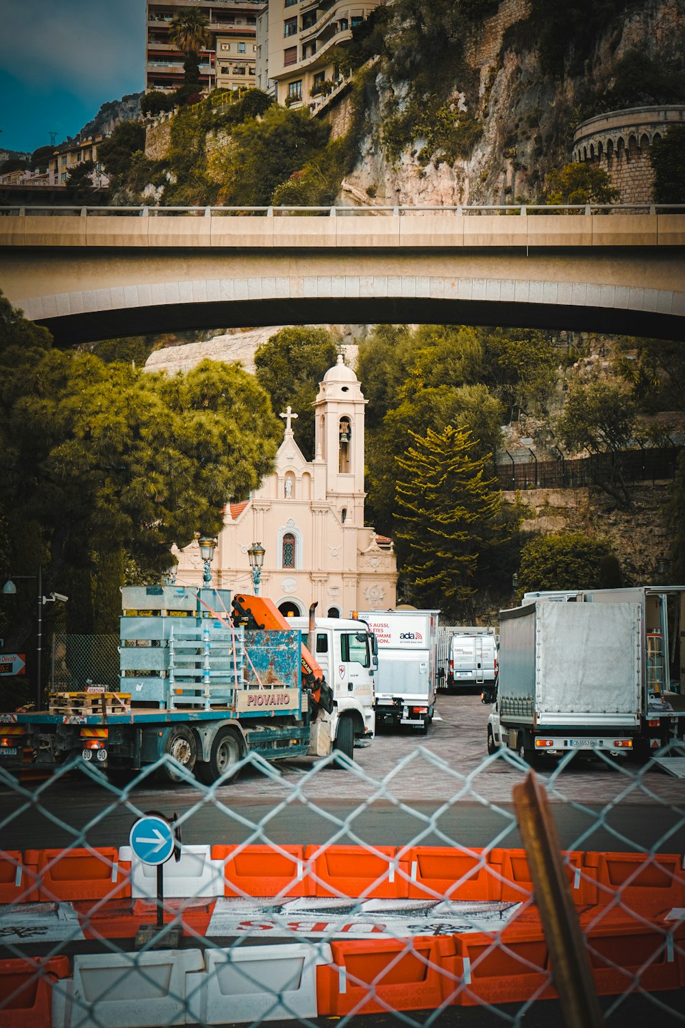 a group of trucks on a road