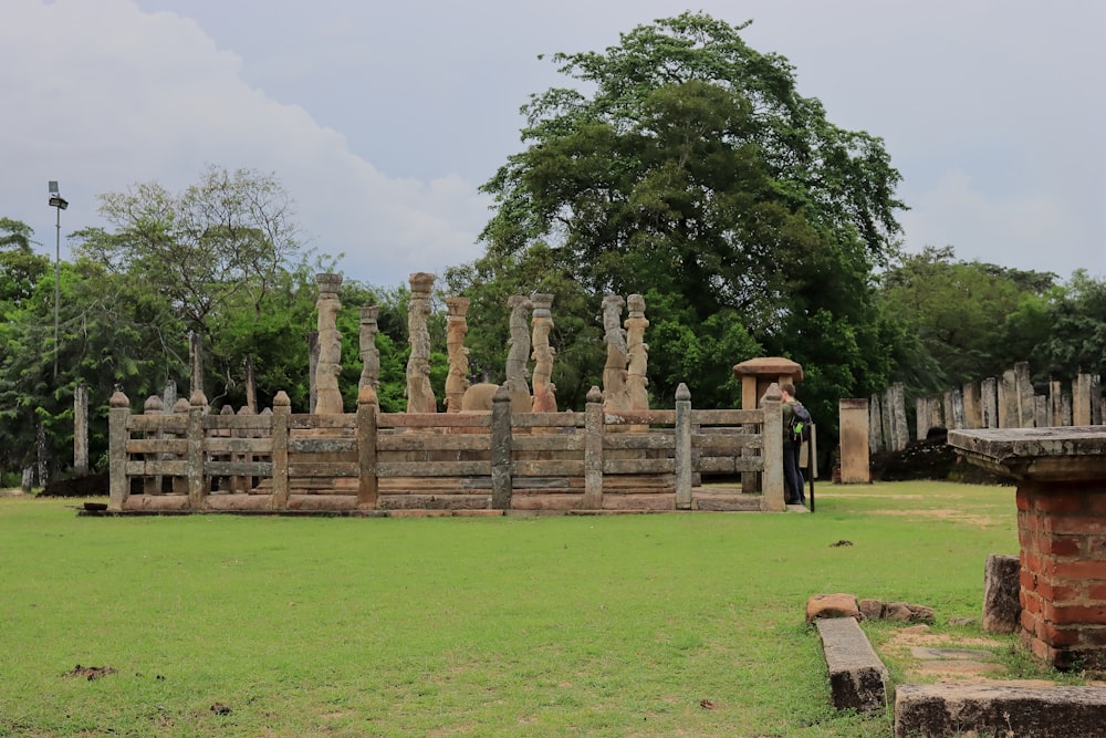 a person standing in a graveyard