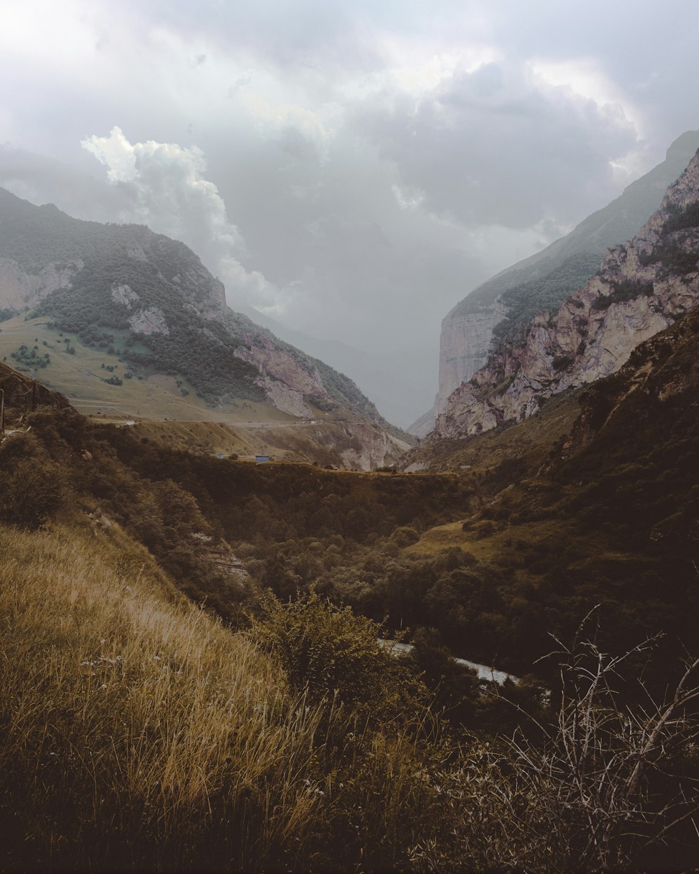 a valley between mountains