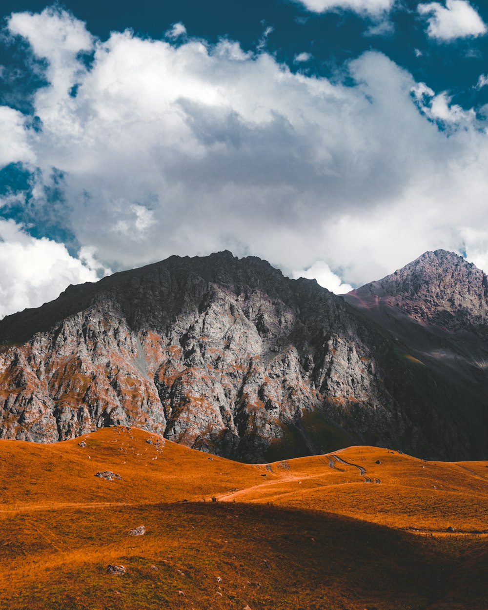 a mountain with snow