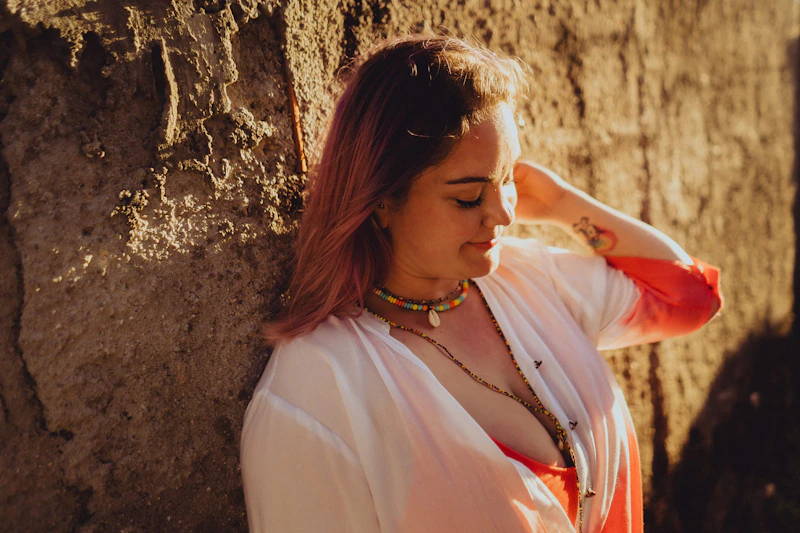 Elegant BBW woman in a white dress