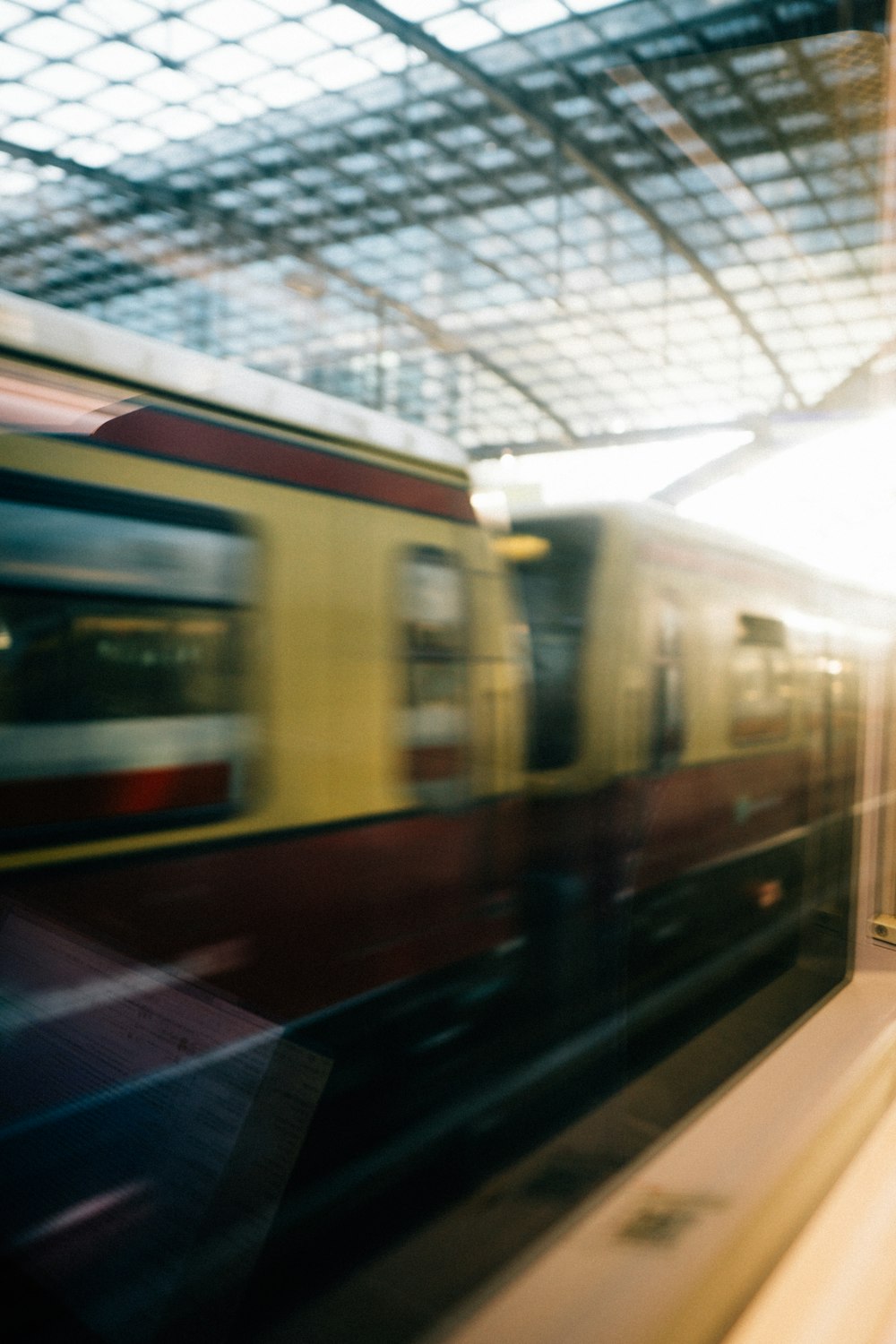 a train moving through a station