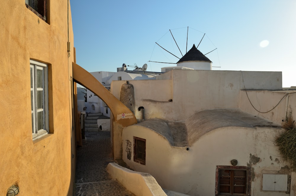 a building with a satellite dish on top