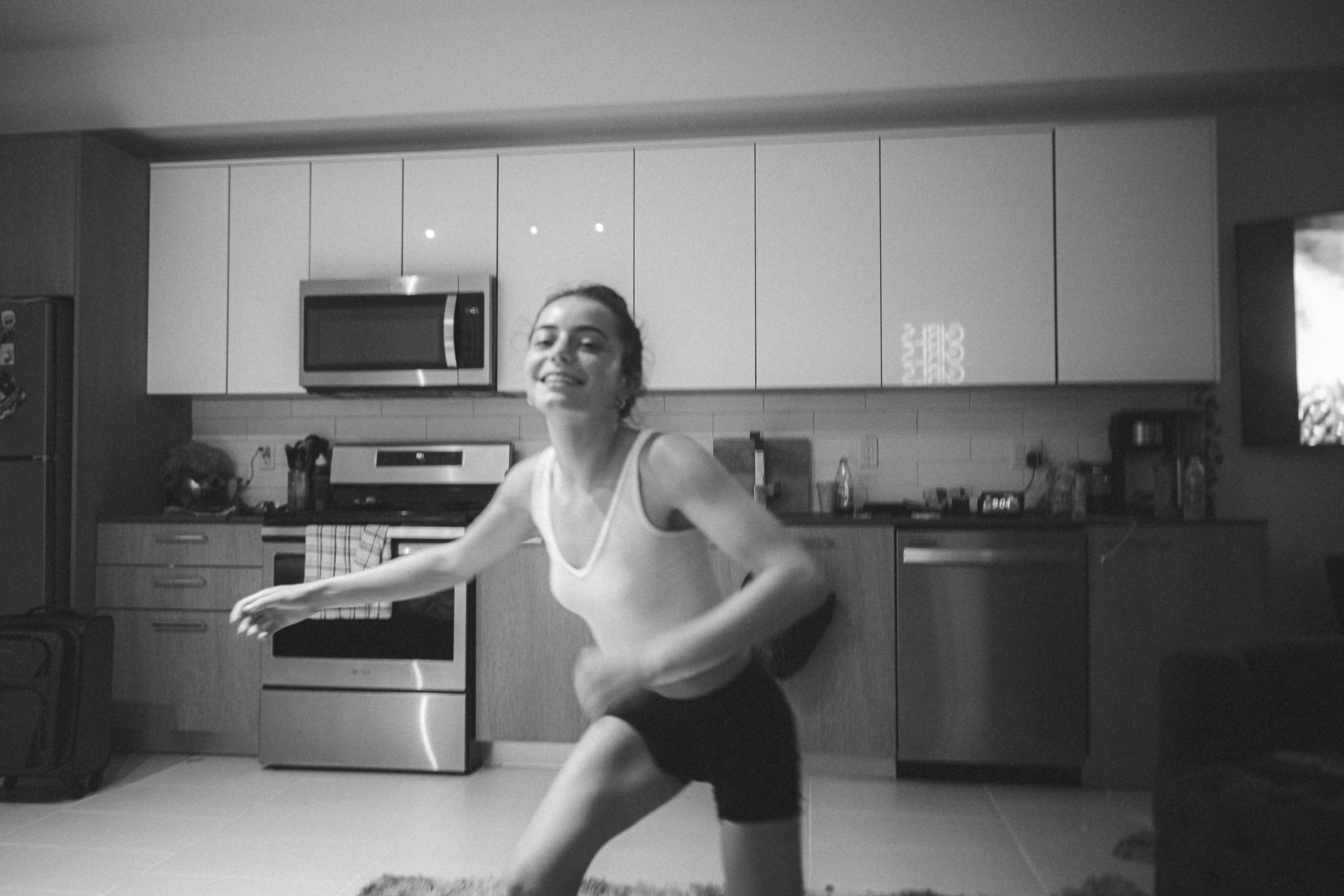 a woman in a kitchen